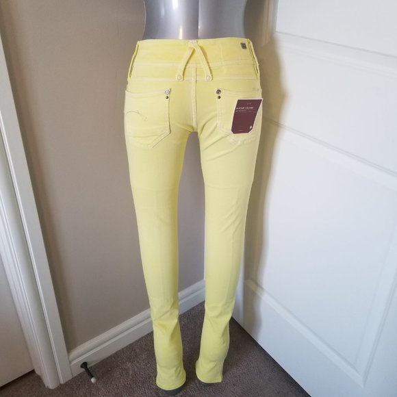 G-Star Raw Denim Lynn Skinny Color Women's Jeans - Bleach Yellow - Picture 2 of 12